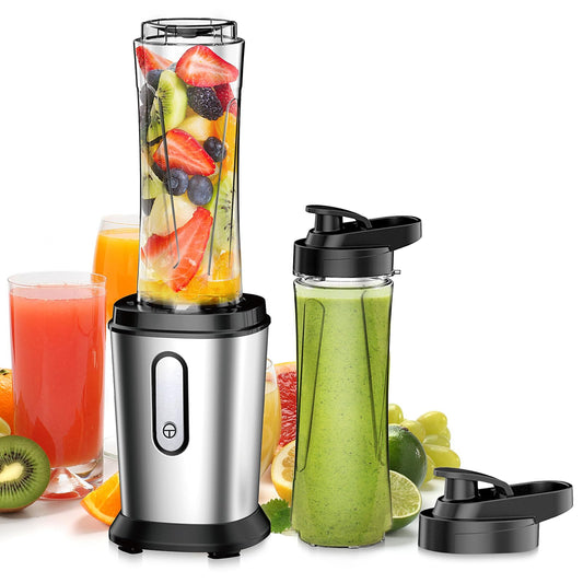 500W Mini Standmixer Smoothie Maker 500W Mini Standmixer Smoothie Maker 2x600ml Silber