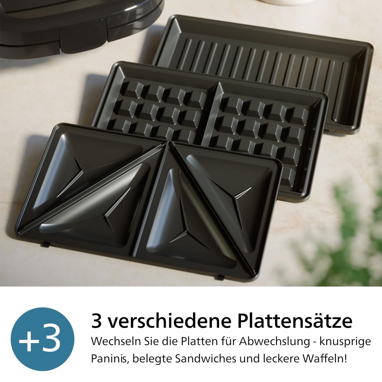 Philips 5000-Serie HD2350/80 Philips 5000 Serie 3-in-1 Sandwichmaker Waffeleisen Panini